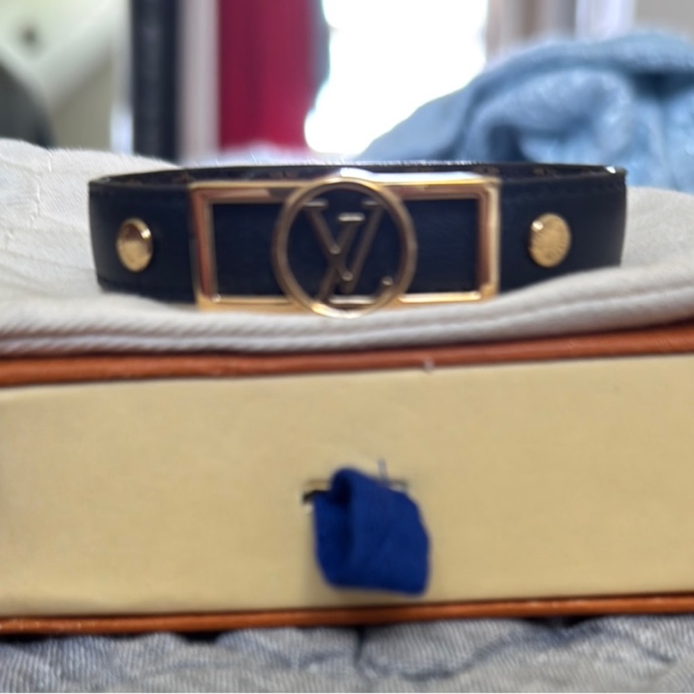 Louis Vuitton Black and Gold Bracelet